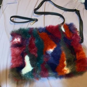 faux fur colorful handbag
